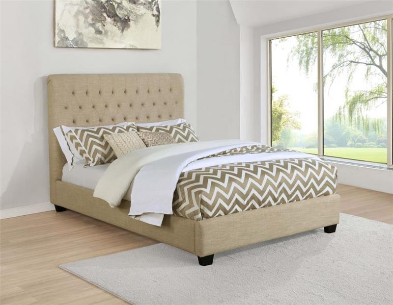 Chloe Tufted Upholstered Eastern King Bed Oatmeal (300007KE)