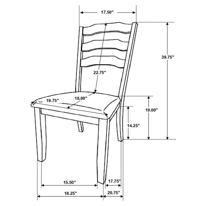 Ronnie Ladder Back Padded Seat Dining Side Chair Khaki and Rustic Cream (Set of 2) (108052)