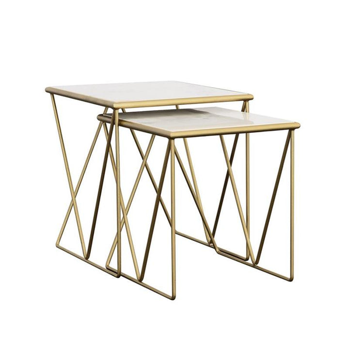 Bette 2-piece Nesting Table Set White and Gold (930075)