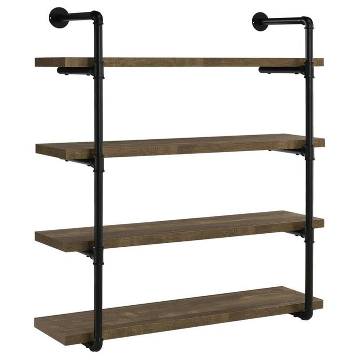 Elmcrest 40-inch Wall Shelf Black and Rustic Oak (804417)