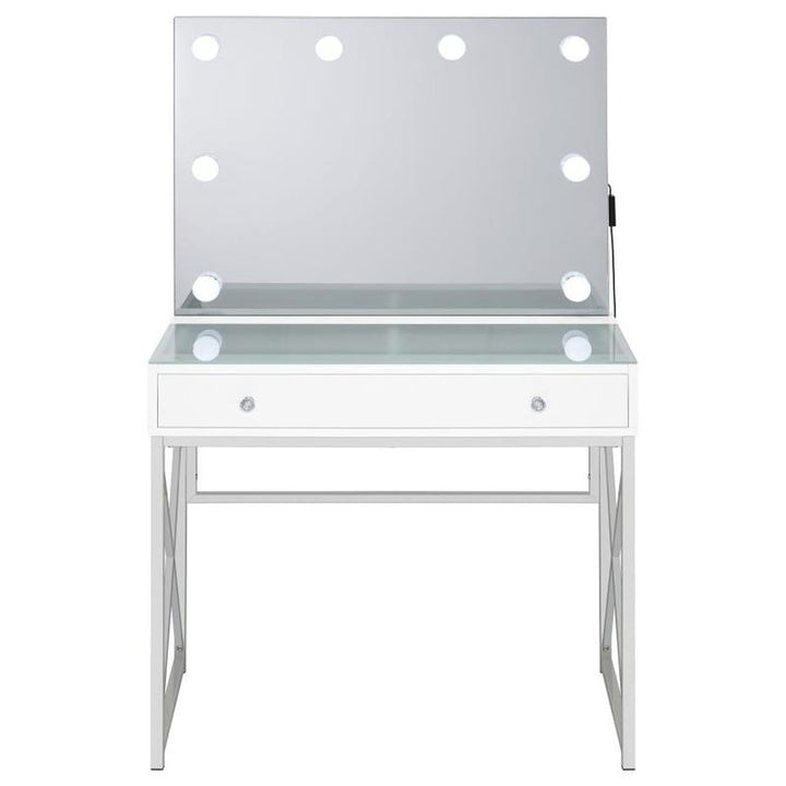 Eliza 2-piece Vanity Set with Hollywood Lighting White and Chrome (936164)