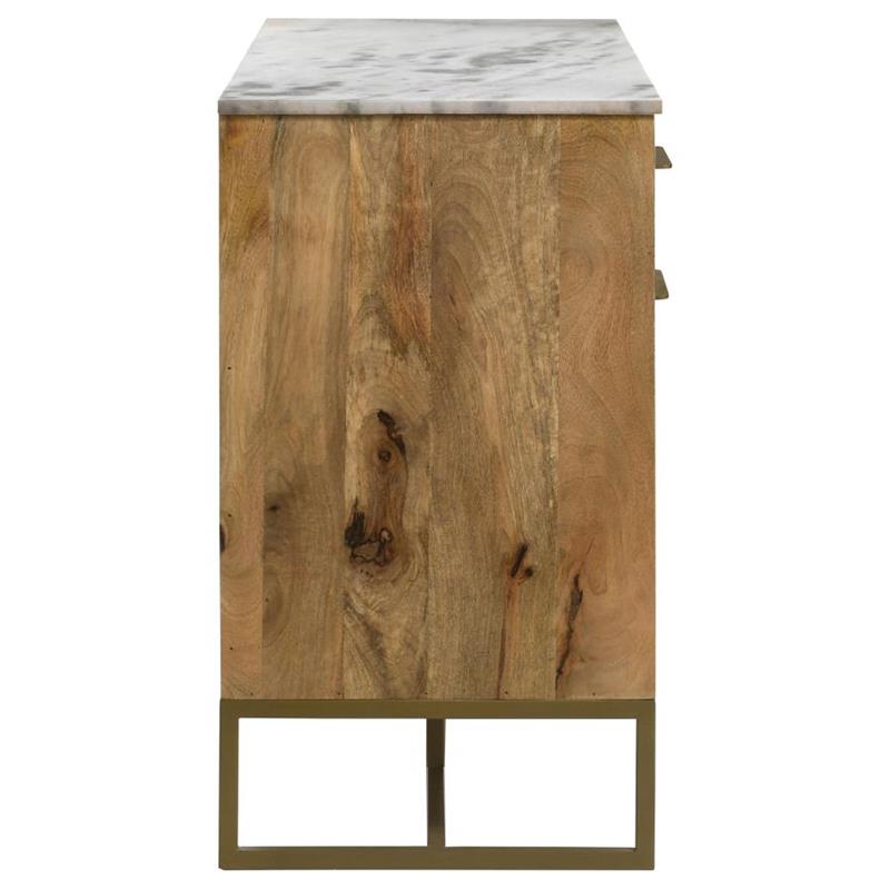 Keaton 3-door Accent Cabinet with Marble Top Natural and Antique Gold (951138)