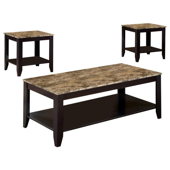 Flores 3-piece Occasional Table Set with Shelf Cappuccino (700155)
