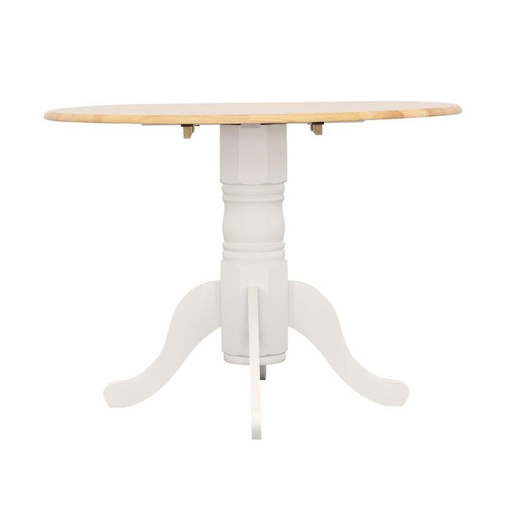 Allison Drop Leaf Round Dining Table Natural Brown and White (4241)