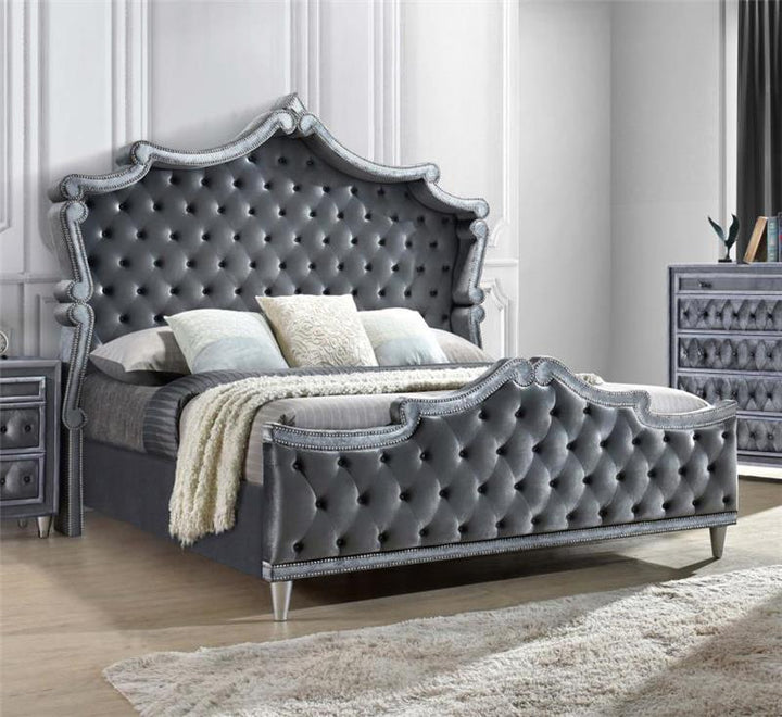 Antonella Upholstered Tufted Queen Bed Grey (223581Q)