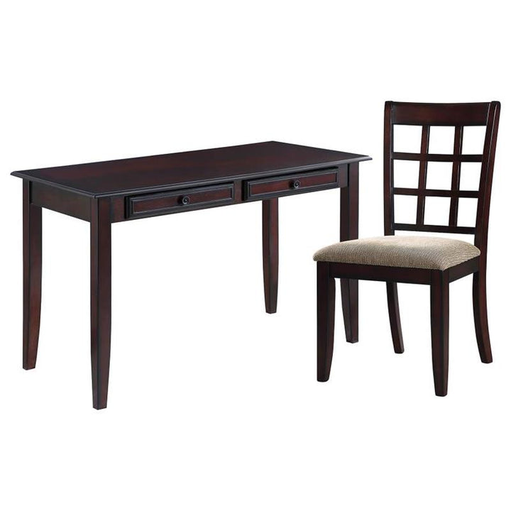 Newton 2-piece Writing Desk Set Dark Amber and Tan (800780)