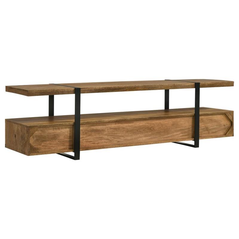 Otto 4-drawer Solid Wood 70" TV Stand Brown and Gunmetal (703243)