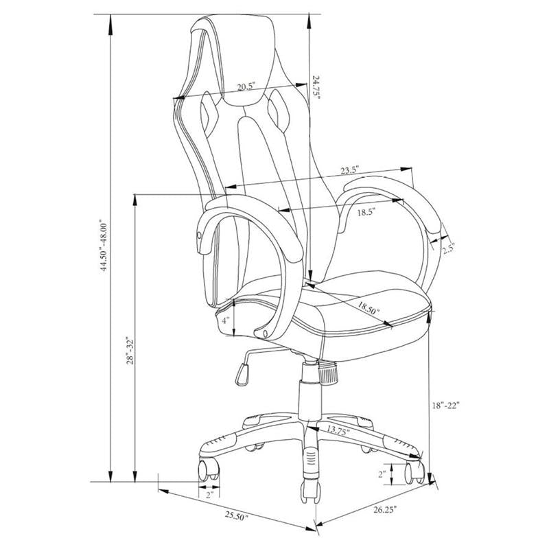 Carlos Arched Armrest Upholstered Office Chair Black (881426)