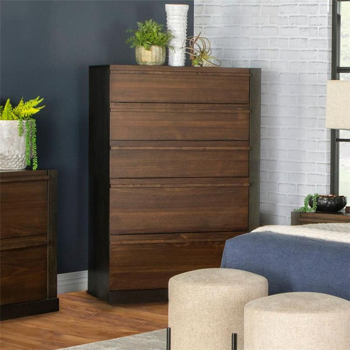 Azalia 5-drawer Chest Black and Walnut (224285)