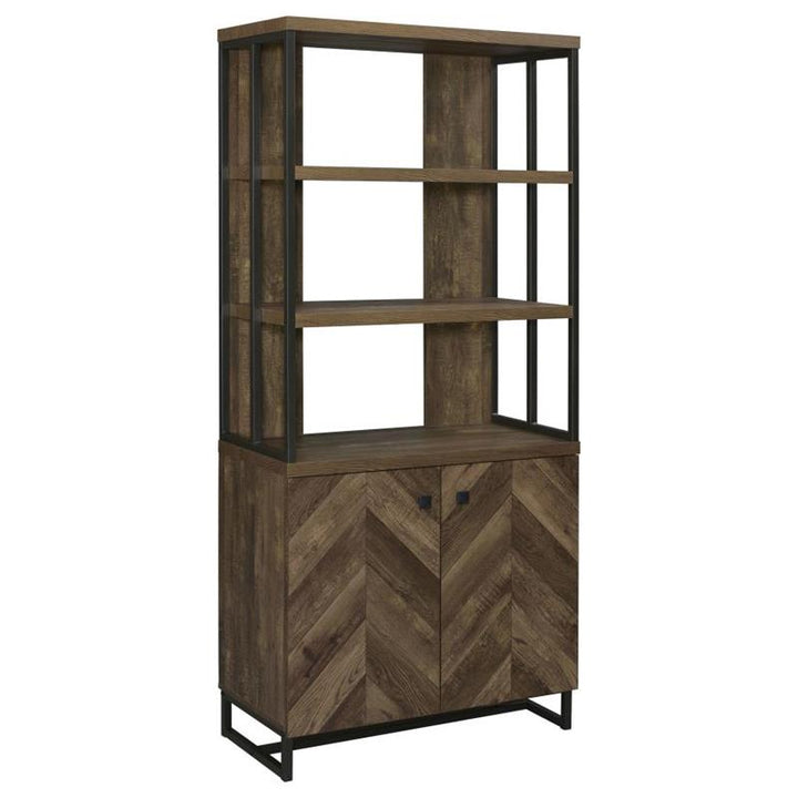 Millbrook 2-door Bookcase Rustic Oak Herringbone and Gunmetal (882093)