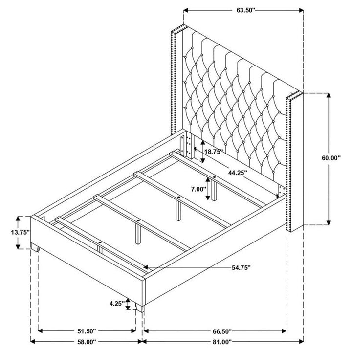 Bancroft Demi-wing Upholstered Full Bed Grey (301405F)