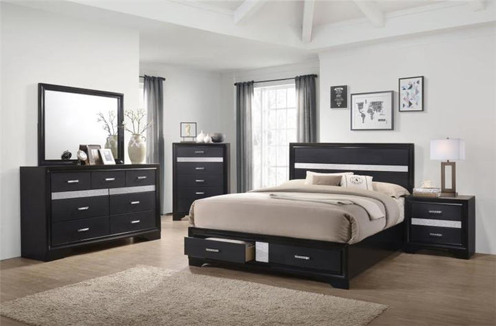 Miranda Eastern King 2-drawer Storage Bed Black (206361KE)