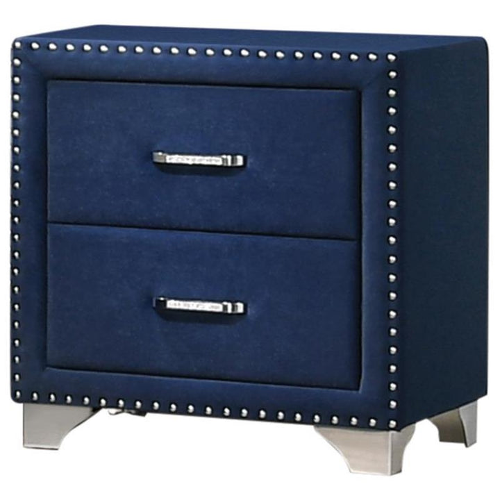 Melody 2-drawer Upholstered Nightstand Pacific Blue (223372)