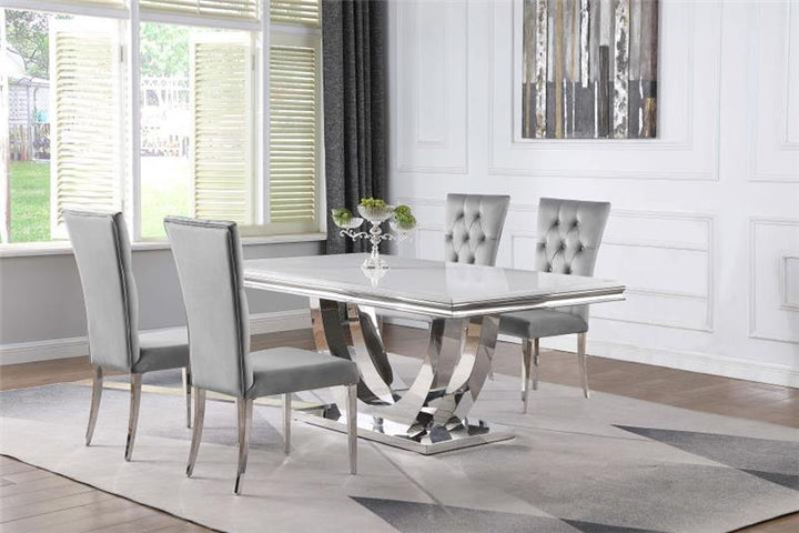 Kerwin 5-piece Dining Room Set Grey and Chrome (111101-S5G)