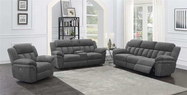 Bahrain Upholstered Power Loveseat with Console Charcoal (609542P)