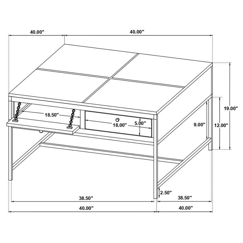 Stephie 4-drawer Square Clear Glass Top Coffee Table Honey Brown (704698)