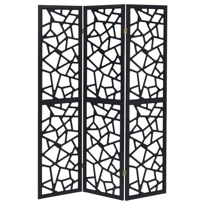 Nailan 3-panel Open Mosaic Pattern Room Divider Black (900092)