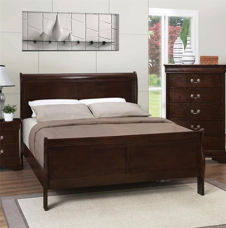 Louis Philippe Full Panel Sleigh Bed Cappuccino (202411F)