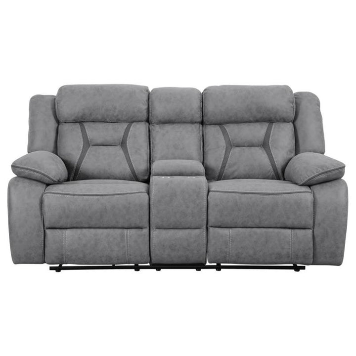 Higgins Pillow Top Arm Motion Loveseat with Console Grey (602262)