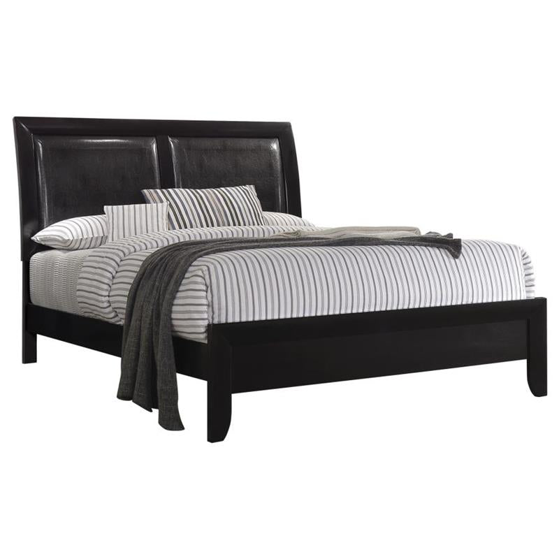 Briana Panel Bedroom Set with Sleigh Headboard Black (200701KW-S4)