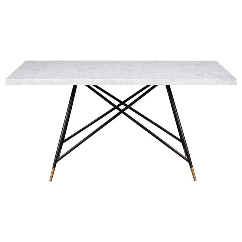 Gabrielle Rectangular Marble Top Dining Table White and Black (190361)