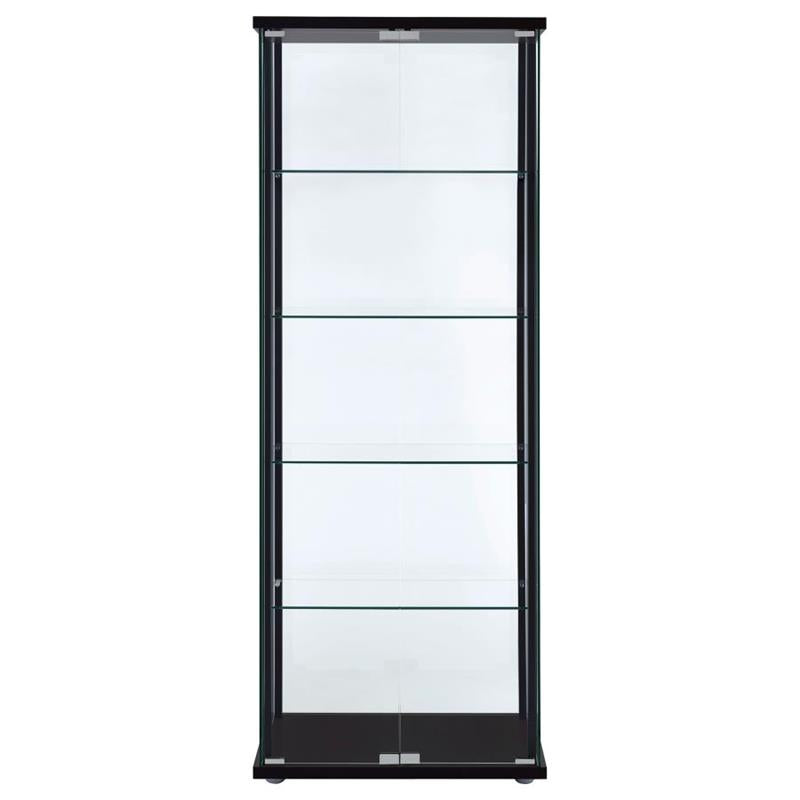 Delphinium 5-shelf Glass Curio Cabinet Black and Clear (950170)