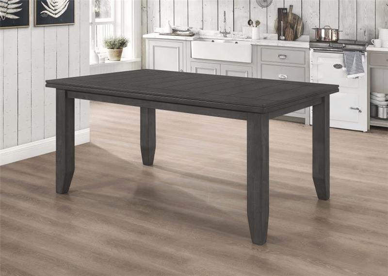 Dalila Rectangular Plank Top Dining Table Dark Grey (102721GRY)