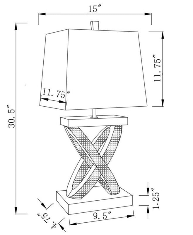 Dominick Table Lamp with Rectange Shade White and Mirror (923289)