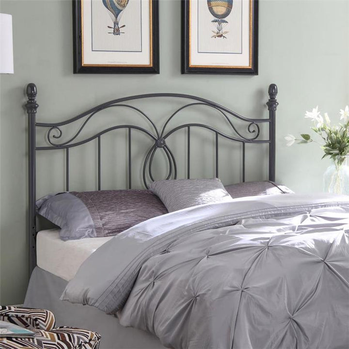 Evan Queen / Full Scroll Metal Headboard Dark Grey (300197Q)