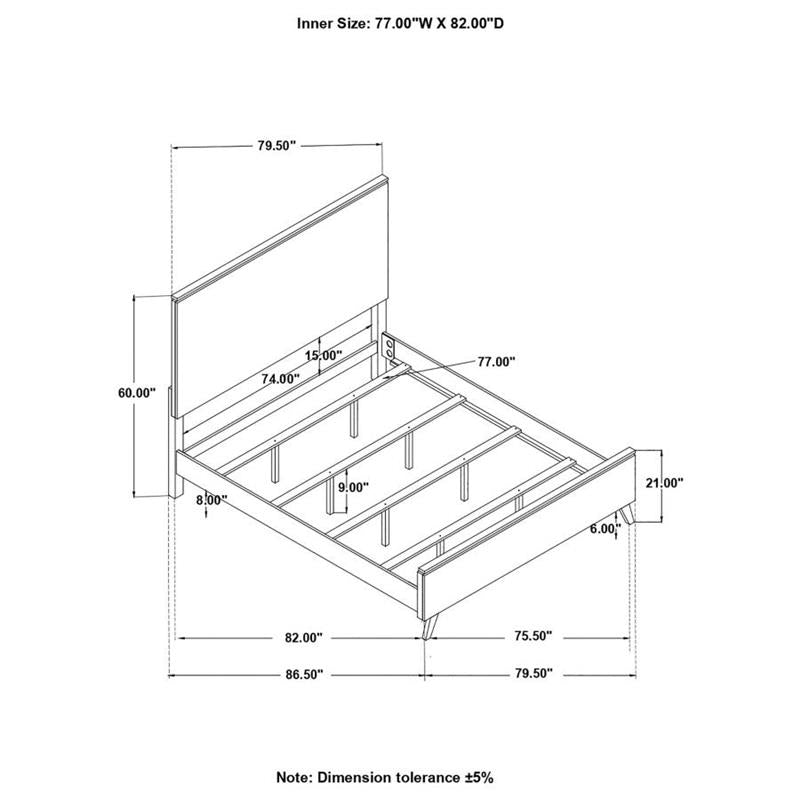 Nathan High Headboard Eastern King Panel Bed Grey (224601KE)