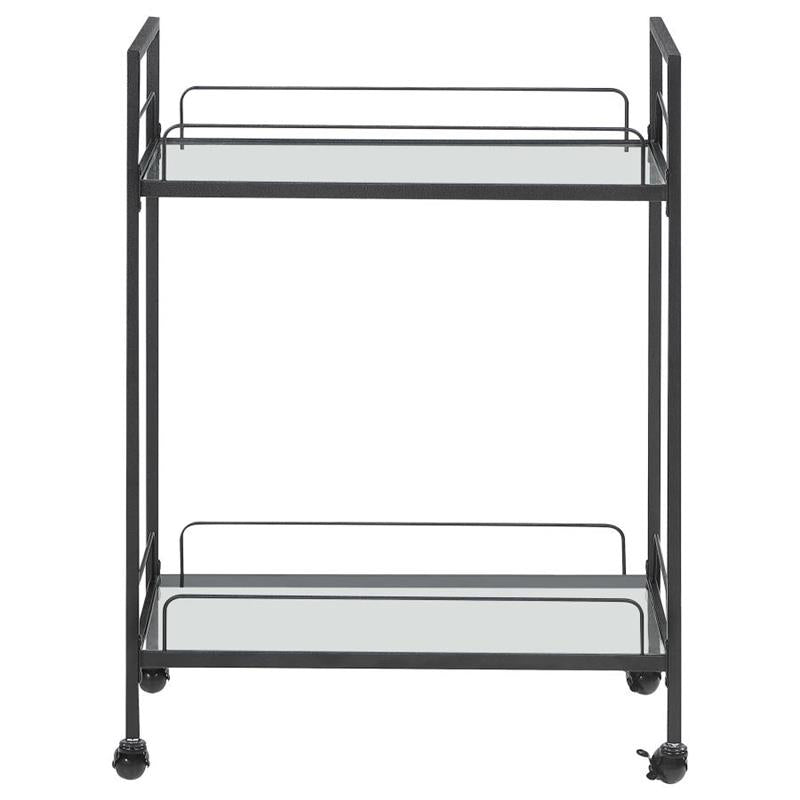 Curltis Serving Cart with Glass Shelves Clear and Black (181065)