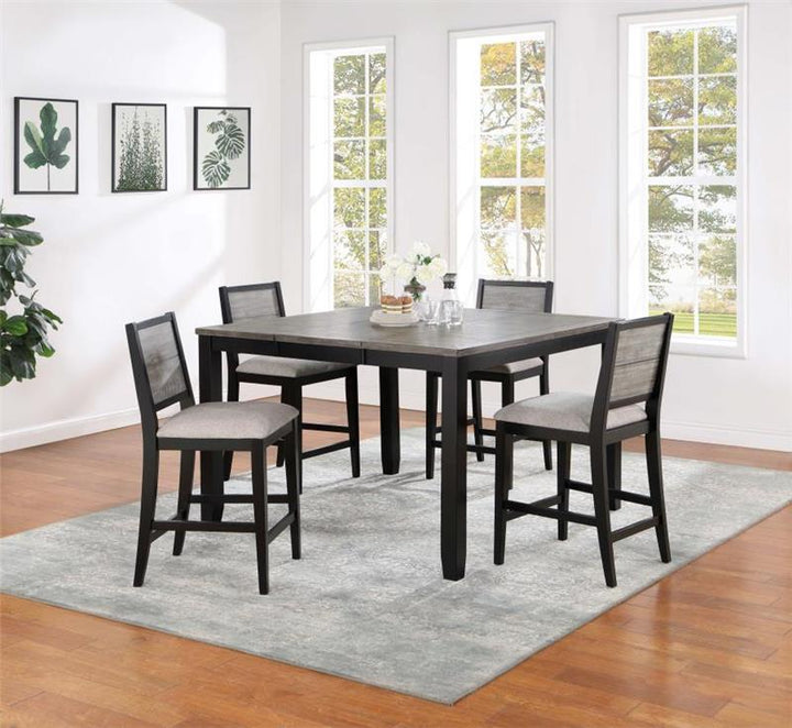 Elodie 5-piece Counter Height Dining Table Set with Extension Leaf Grey and Black (121228-S5)