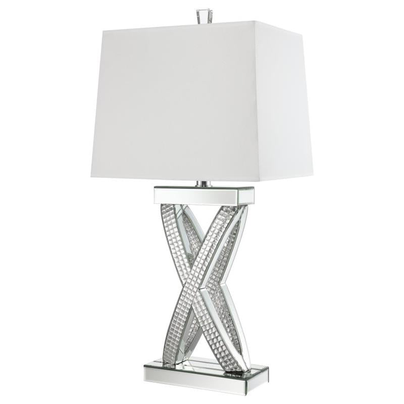 Dominick Table Lamp with Rectange Shade White and Mirror (923289)