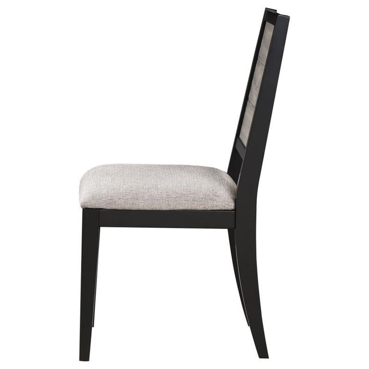 Elodie Upholstered Padded Seat Dining Side Chair Dove Grey and Black (Set of 2) (121222)