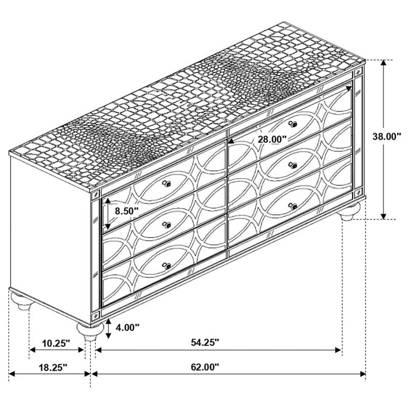 Gunnison 6-drawer Dresser Silver Metallic (223213)