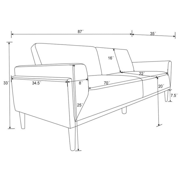 Rilynn 2-piece Upholstered Track Arms Sofa Set Brown (509521-S2)