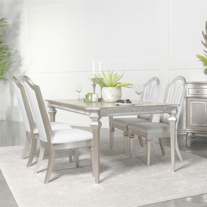 Evangeline 5-piece Dining Table Set with Extension Leaf Ivory and Silver Oak (107551-S5)