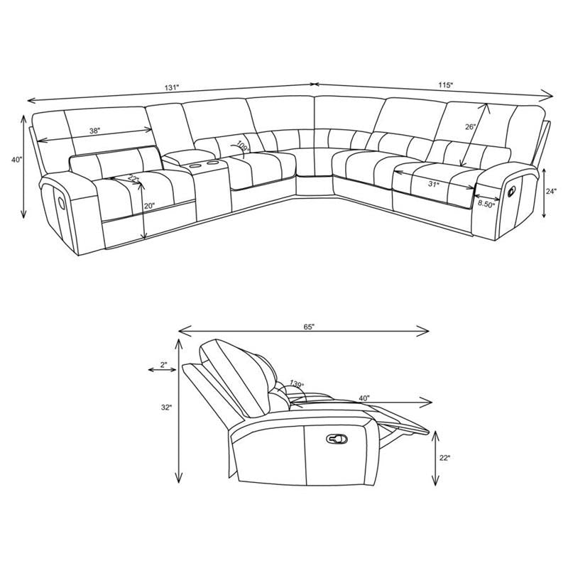 Brunson 3-piece Upholstered Motion Sectional Brown (600440)