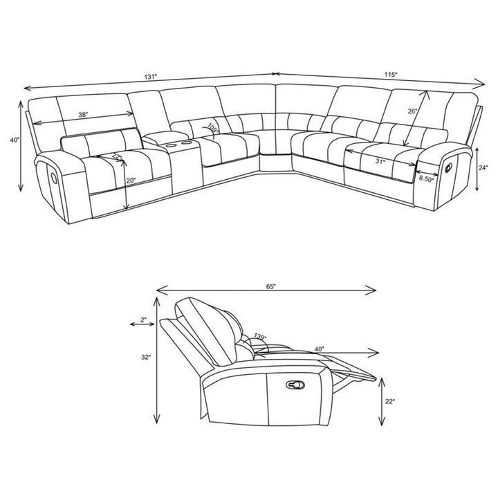 Brunson 3-piece Upholstered Motion Sectional Brown (600440)