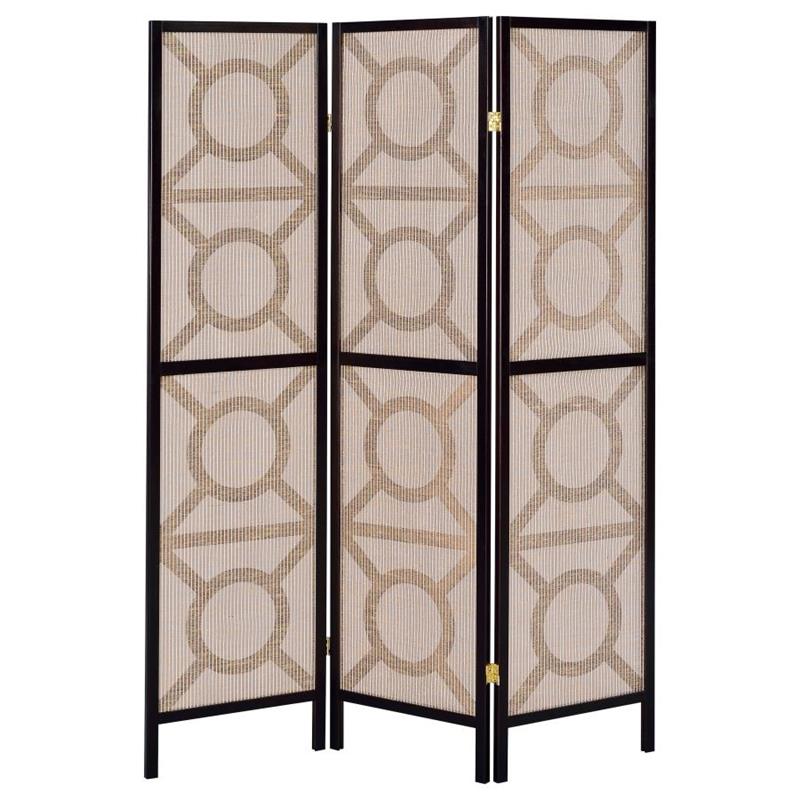 Vulcan 3-panel Geometric Folding Screen Tan and Cappuccino (900090)