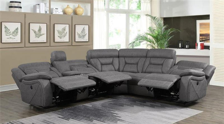 Higgins 4-piece Upholstered Power Sectional Grey (600370)