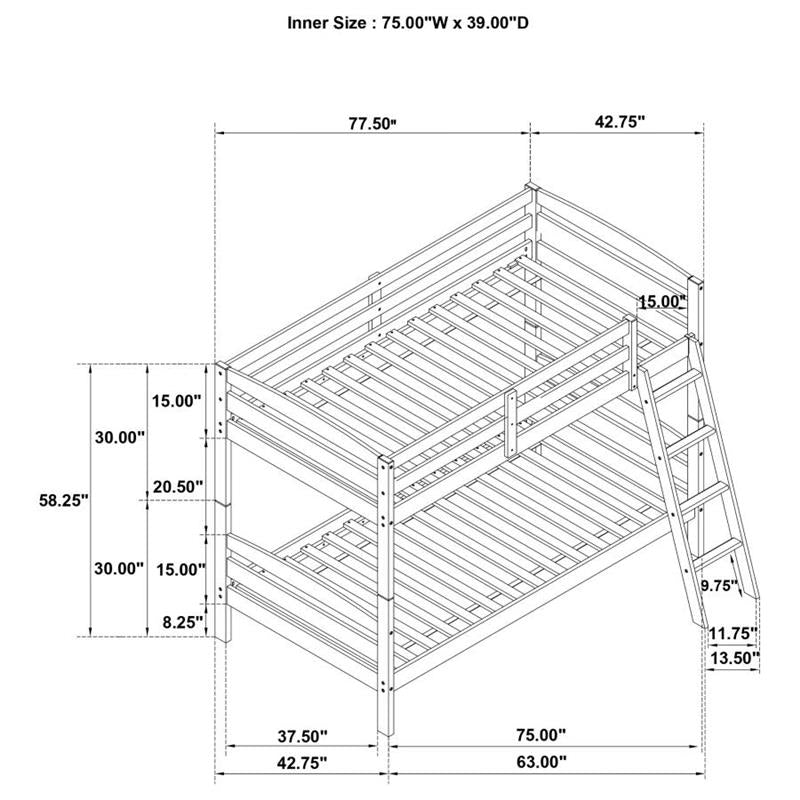 TWIN / TWIN BUNK BED (460563T)