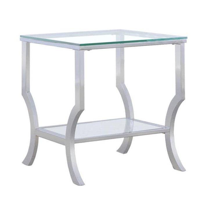 Saide Square End Table with Mirrored Shelf Chrome (720337)