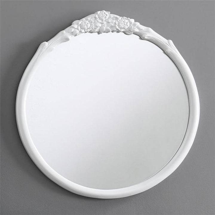 Sylvie French Provincial Round Wall Floor Mirror White (969533GWT)