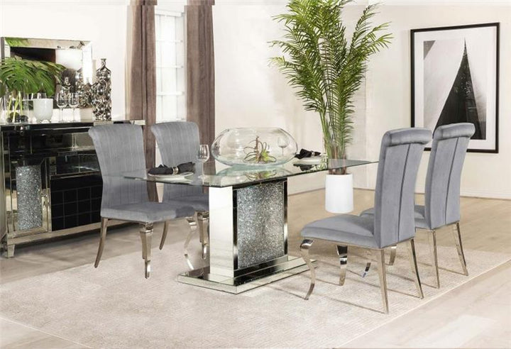 Marilyn 5-piece Rectangular Dining Set Mirror and Grey (115571N-S5G)