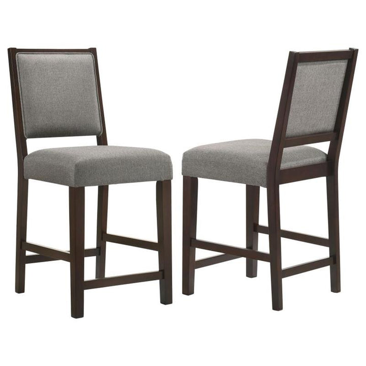 Bedford Upholstered Open Back Counter Height Stools with Footrest (Set of 2) Grey and Espresso (183471)