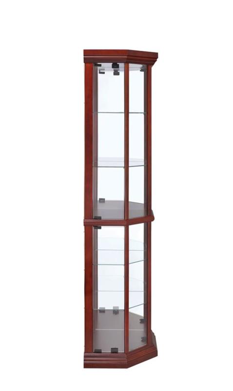 Appledale 6-shelf Corner Curio Cabinet Medium Brown (3393)