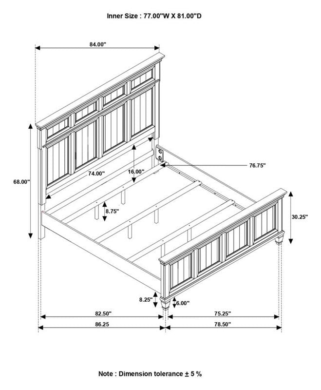 Avenue Eastern King Panel Bed Grey (224031KE)