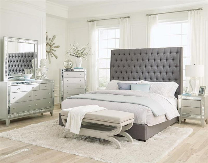 Camille 4-piece Eastern King Bedroom Set Grey and Metallic Mercury (300621KE-S4)