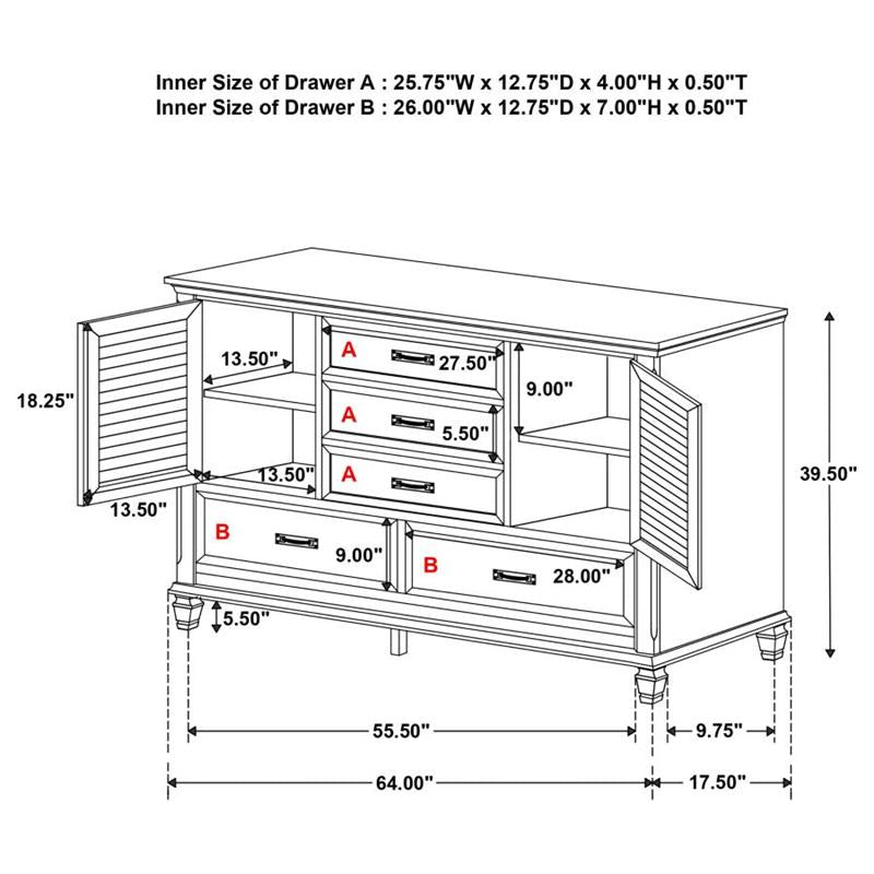 Franco Storage Platform Bedroom Set (200971KW-S5)